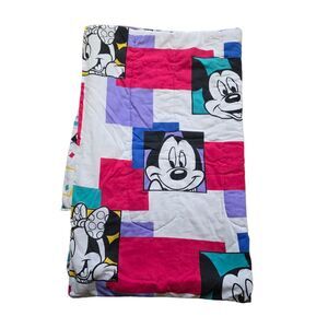Vintage Disney Mickey Mouse Comforter Blanket Reversable Made In Canada 40"x56"